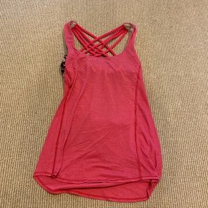Lululemon pink with butterfly bra open back tank